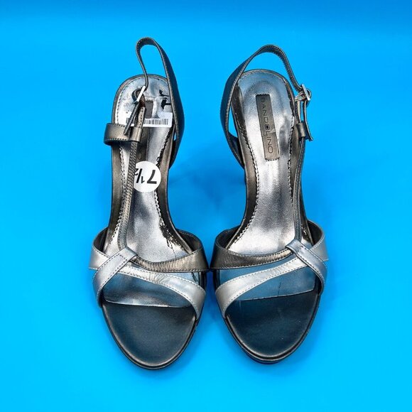 NWT BANDOLINO BDZOHRA METALLIC PEWTER & SILVER LEATHER STRAPPY SANDALS - 7.5M - Picture 4 of 10